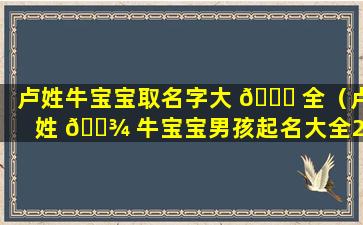 卢姓牛宝宝取名字大 🕊 全（卢姓 🌾 牛宝宝男孩起名大全2021）